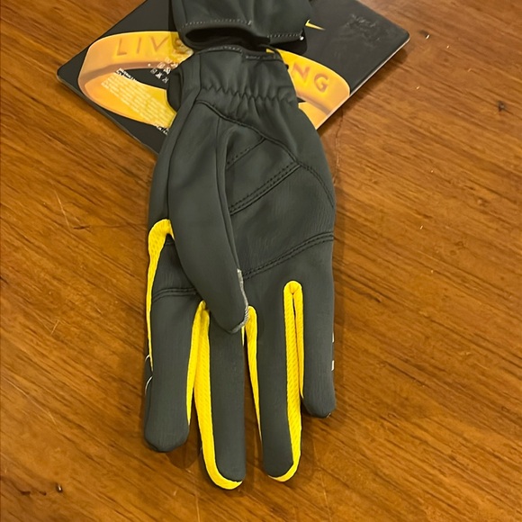 Nike Livestrong Tech Thermal Running Gloves Anthracite/Maize new Women's Medium - Picture 6 of 12
